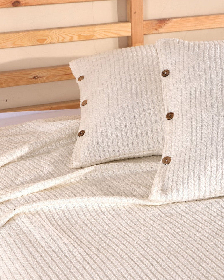 Cottonest Ekru çift kişilik pike seti 220x240 cm