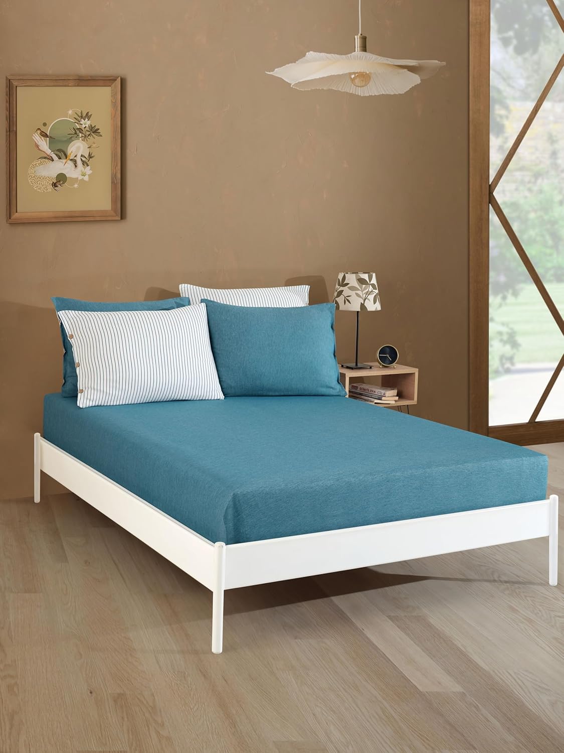 Lastikli Çarşaf Seti Çift Kişilik 160x200 cm – Tek Kişilik 100x200 cm Seçenekli – Yumuşak Dokulu Çarşaf + Yastık Kılıfları – Günlük Kullanıma Uygun (Mor, Çift Kişilik)